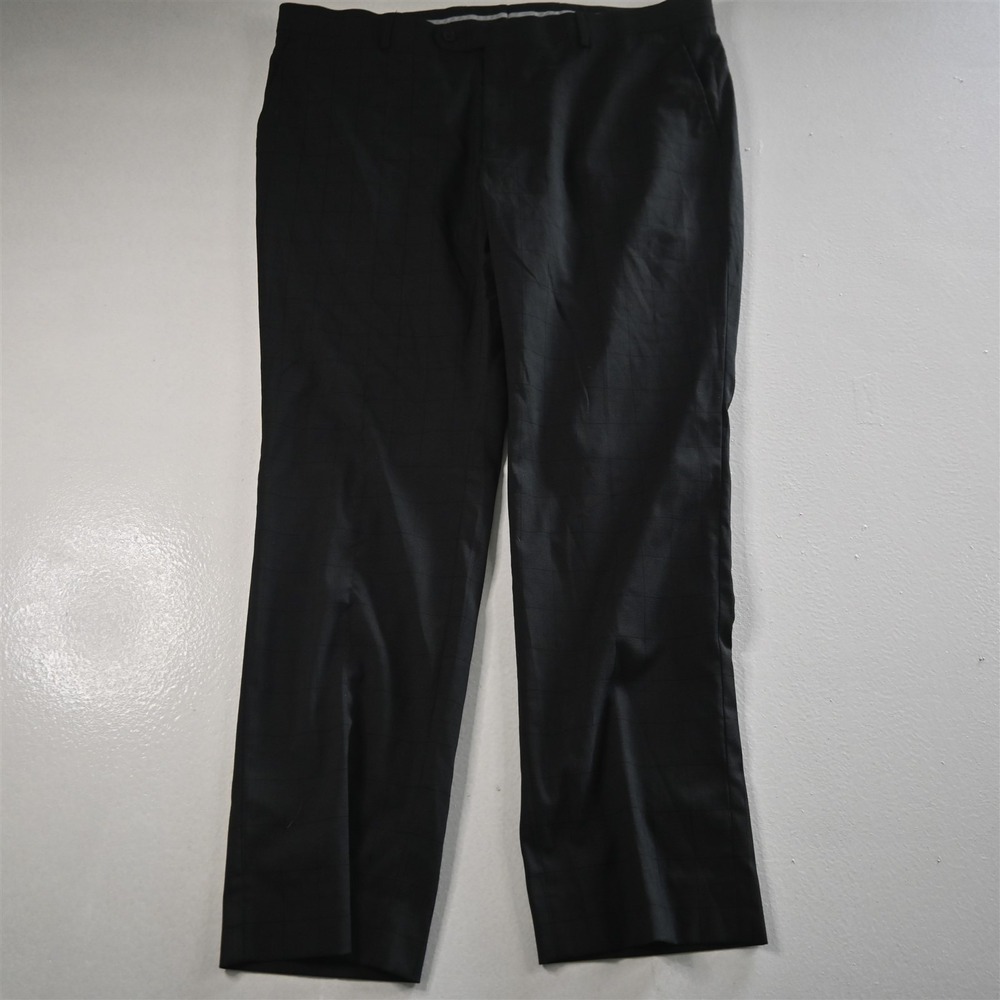 Wilke Rodriguez 38x30 Gray Windowpane Flat Front Straight Leg‎ Mens Pants